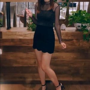 Topshop black scallop mini skirt